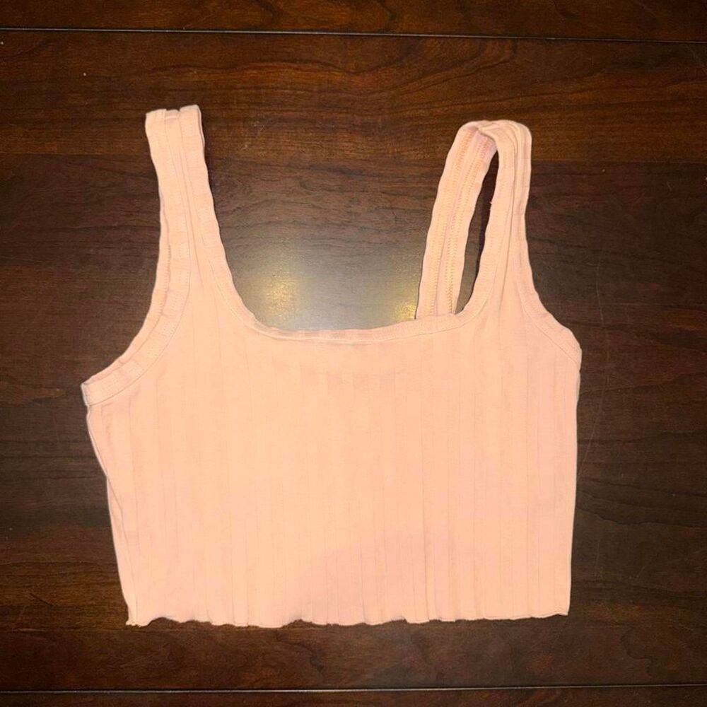 Aerie Women's Pink and Tan Crop-top